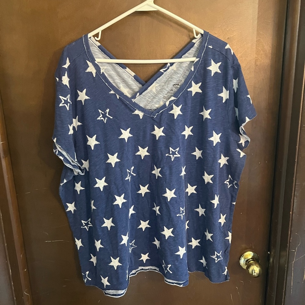 Plus size Sonoma Navy Star V-Neck Top
